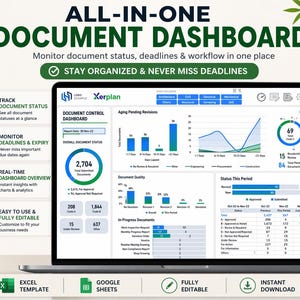 Plantilla de Excel para Panel de Control de Documentos – Sistema de Gestión Documental Dinámico / Rastreador Editable y Automatizado (Descarga Instantánea)