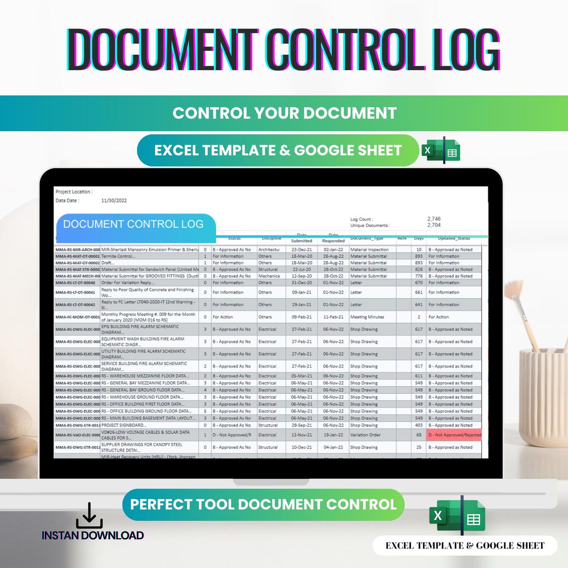 Document Control Dashboard Excel Template – Dynamic Document Management ...