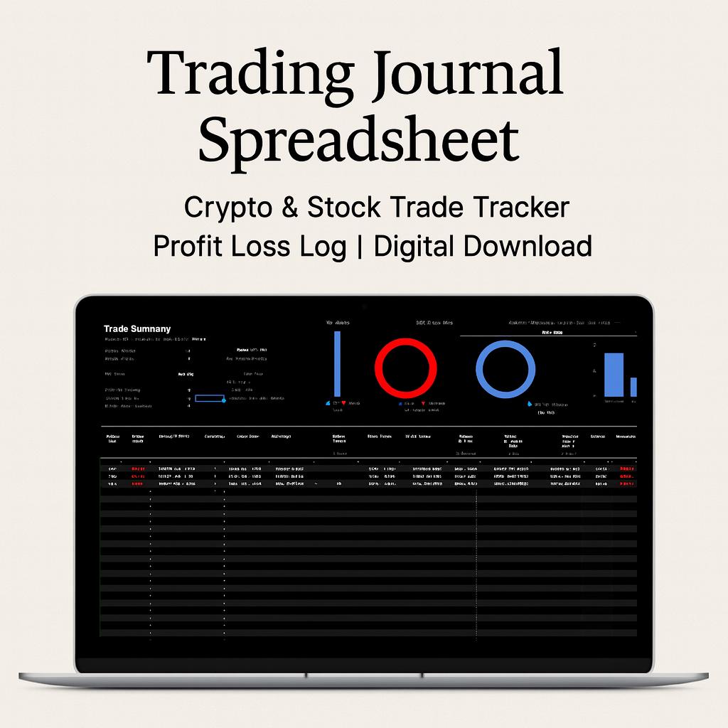 Trading Journal Spreadsheet | Crypto & Stock Trade Tracker | Profit Loss  Log | Digital Download Excel