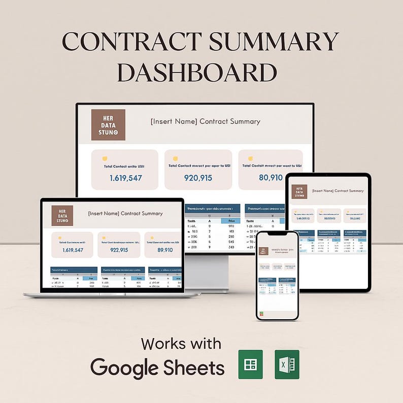 Contract Management Tracker: Printable & Digital Spreadsheet - Etsy