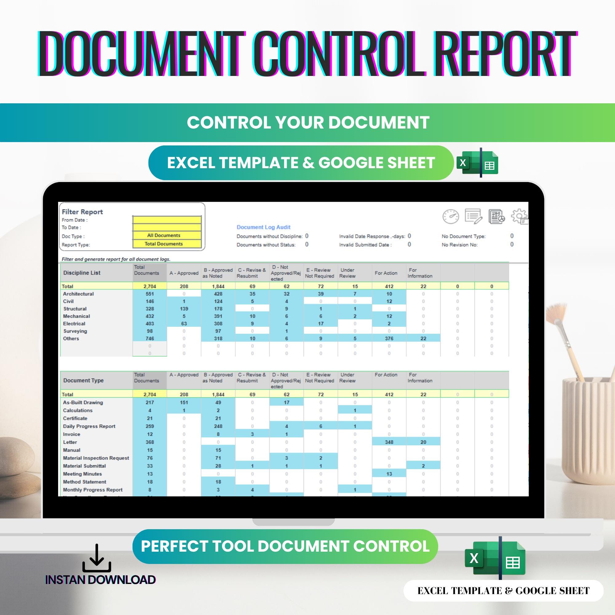 Document Control Dashboard Excel Template – Dynamic Document Management ...