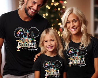 Disney Birthday Girl, Birthday Boy, Birthday Squad, Mickey Minnie Family Matching  Shirt, Disney Trip Shirts, Disney Castle, disney Magical