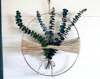 Eucalyptusringkrans: boho boerderijmuurdecoratie