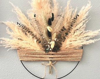 Pampas Grass Wreath Large 20" and 24", Boho Eucalyptus Wall Hanging, Farmhouse Decor, Naturalistic Dried Flowers, Unique Home Gift