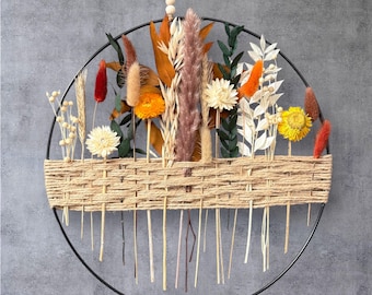 Torkad eukalyptus höstkrans: Boho Farmhouse Hoop väggdekoration