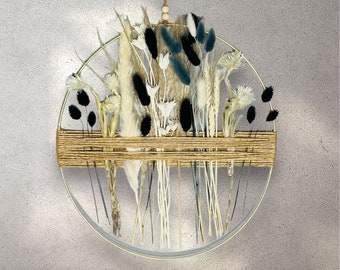 Black & Gold Dried Flower Hoop: Boho Farmhouse Wall Art