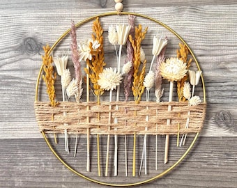Dried Flower Hoop Wreath: Boho Farmhouse Wall Decor