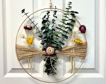 Eucalyptus Wreath: Dried Flower Boho Hoop Wall Decor