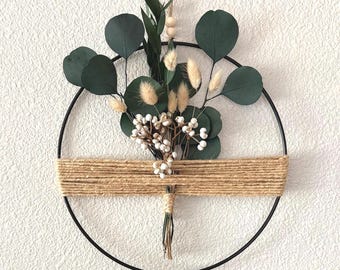 Krans gedroogde eucalyptus: boho boerderijmuurdecoratie