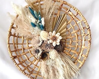 Pampas Grass Basket Wall Decor: Boho Woven Flowers