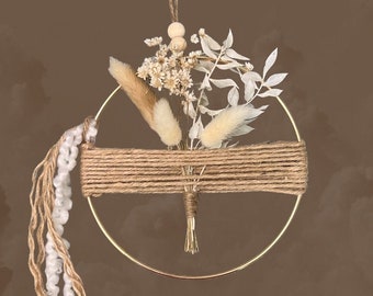 Muurkunst hoepel gedroogde bloem: boho boerderijdecor