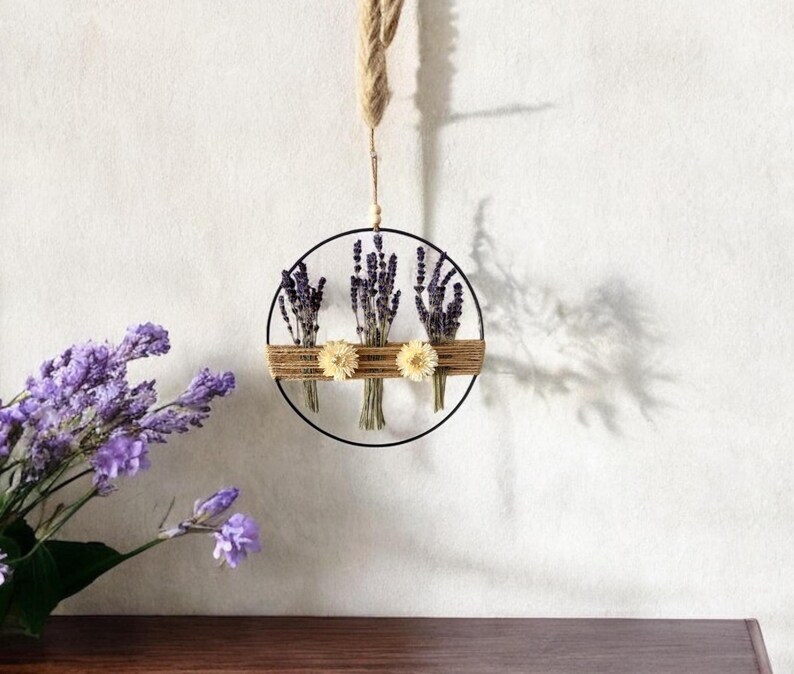 Dried Lavender Wreath: Boho Farmhouse Floral Hoop Wall Decor - Etsy