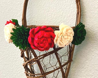 Kerst Sola Bloemenmuurvaas: decoratie mand boerderij wijnstok