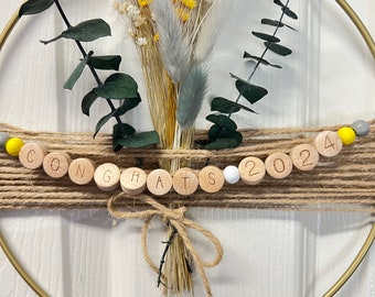 Aangepaste afstudeerkrans: boho hoepel met gedroogde bloemen, boerderijdecor