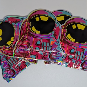 3D Holographic Astronaut Spaceman Shaped Smell Proof Mylar Storage Bag 3.5g to 5g 4&quot; x 3.9&quot;