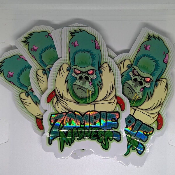 3D Green Zombie Madness Smell Proof Mylar 3.5g to 7g Storage Bag 5.9" x 3.9"