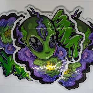 3D Alien Mac 1 Shaped Smell Proof Mylar Design Storage Bag 3.5g 7g 10g 6.5&quot; x 6&quot;