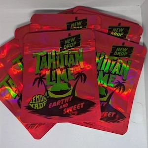 Red Tahitian Lime Smell Proof Mylar 3.5g to 7g Storage Bag 5&quot; x 4&quot;