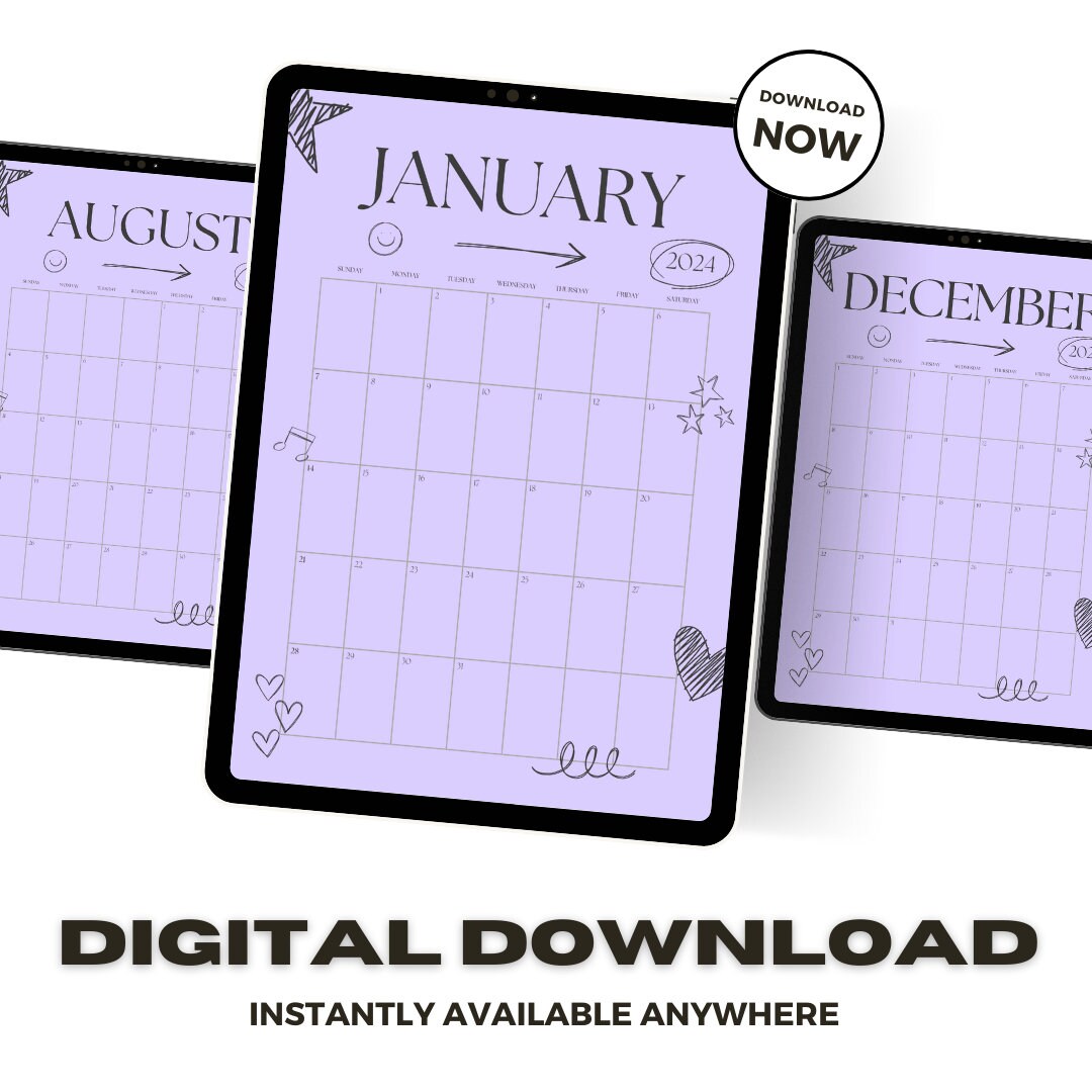 NEW 2024 Calander 12 Month Year Personal Back to School Work College ...