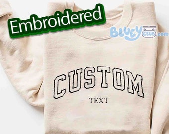 Custom Embroidered Varsity Crewneck - Embroidery Crewneck- Custom Embroidery - Personalized Sweatshirt - Embroidered Sweatshirt, mom gift