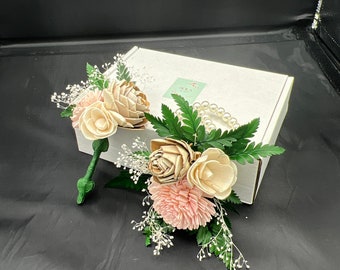 Elegant Magnetic Boutonniere and Corsage Set for Bridesmaid and Groomsmen with Faux Pearl Accent