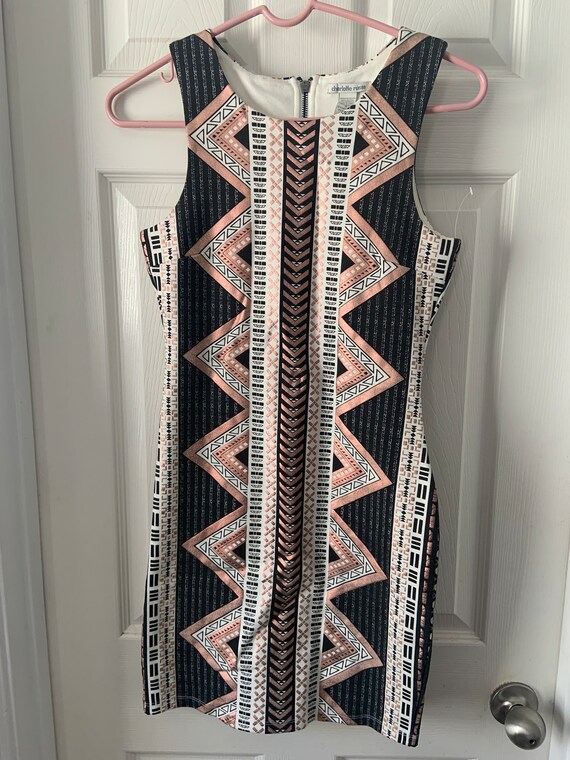 Vintage Charlotte Russe Aztec Stretch Dress, Small - image 1