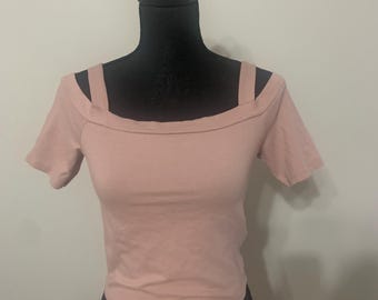 Vintage Charlotte Russe Pink Shoulder Top, Medium