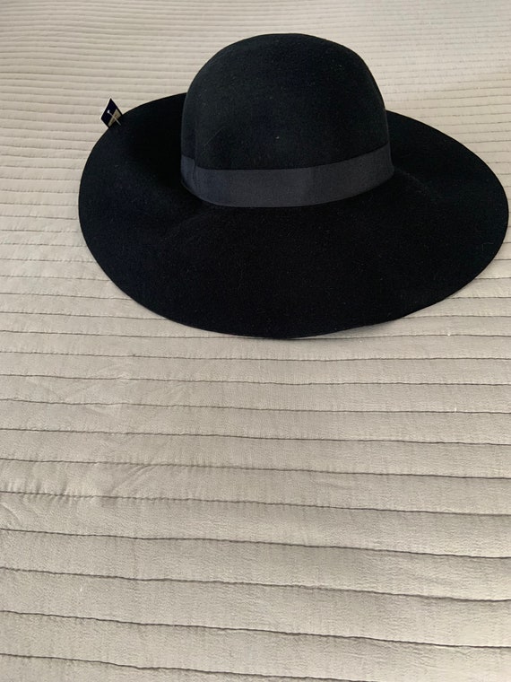 Vintage Black Felt Floppy Hat - image 3