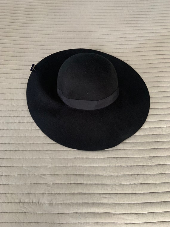 Vintage Black Felt Floppy Hat - image 2