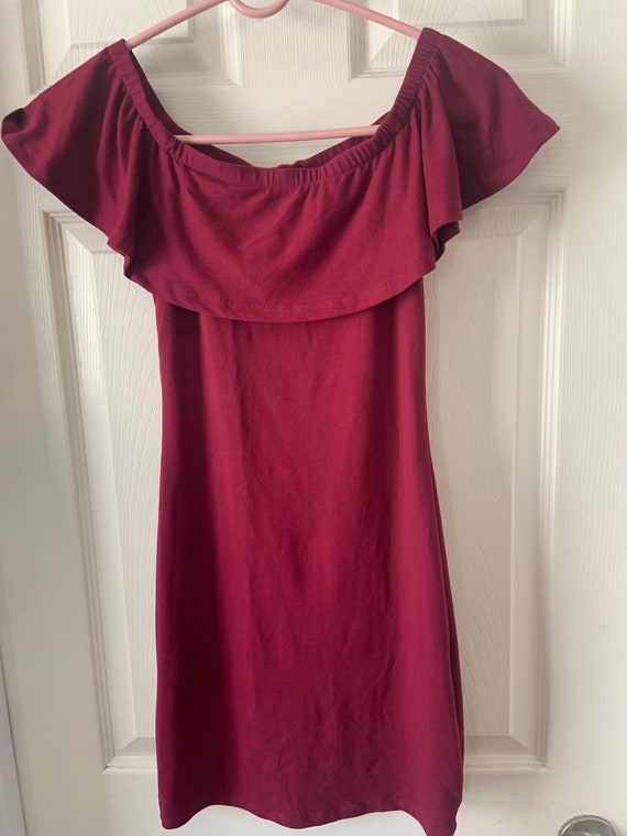 Vintage Capella Burgundy Red Stretch Dress, Small