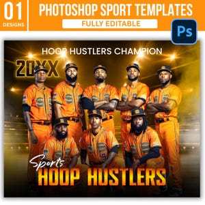 Bearbeitbares Sportdesign PSD – Vollständig überlagert und anpassbar – Baseball Poster Vorlage – Professionelle Photoshop Vorlage