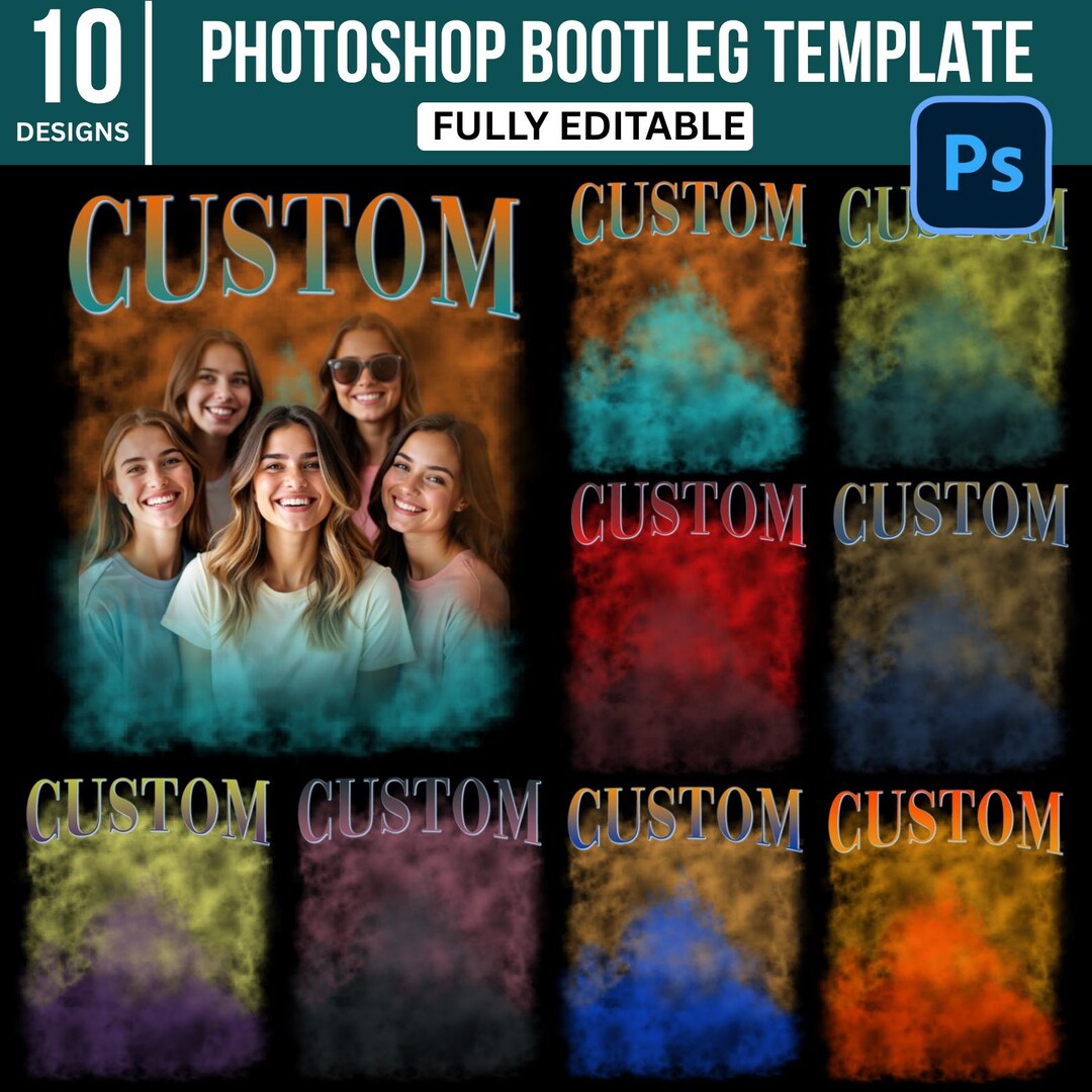 Editable PSD Bootleg Rap Templates DIY Customizable 90s Retro Designs ...