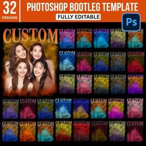 32 Editable PSD Bootleg Template, Custom Rap Tee Bootleg Template, Photoshop DIY Birthday Bootleg, Custom Rap Tee Shirts