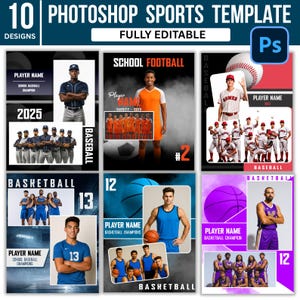 Photoshop Sports Poster Template Bundle, Editable Sports Designs PSD, Fully Layered and Customizable Sports Banner, Gameday