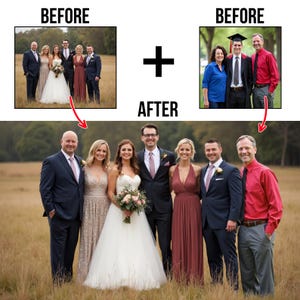 Realistic Photo Merge: Add Deceased Loved One to Family Picture, Custom Portrait for Loved Ones, Memorial Gift