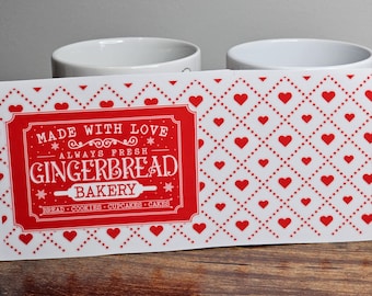 UV DTF Christmas Gingerbread Hearts 11oz Mug Wrap - Peel and stick mug decal wrap for 11oz coffee mug