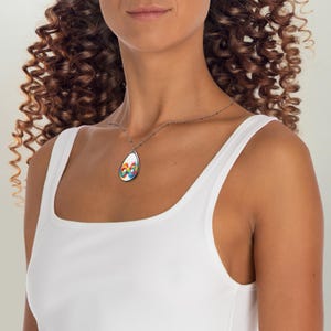 Vibrant Oval Pendant Necklace: Colorful Boho Jewelry Gift