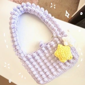 Crochet Popcorn Puff Shoulder Bag Aesthetic Charm Bag zdjęcie 3