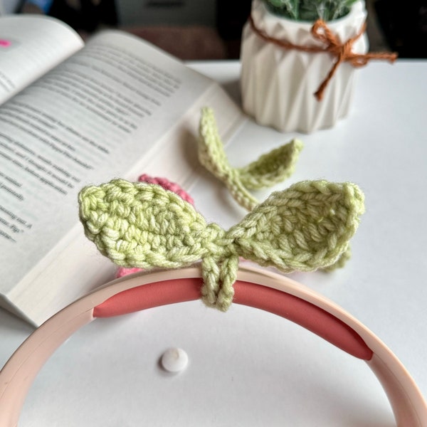 Crochet Leaf Sprout Headphone Accessory | Crochet Leave | Artificial Handmade Sprout | Cute Crochet Accessory |