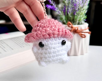 Crochet Mini Mushroom Keychain Charm ∣ Crochet Mushroom Friend Decoration