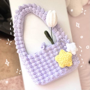 Crochet Popcorn Puff Shoulder Bag Aesthetic Charm Bag zdjęcie 1