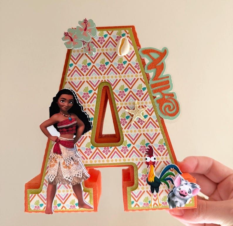 Moana 3D Buchstaben Zeichen: Handgemachtes Party Herzstück Bild 2