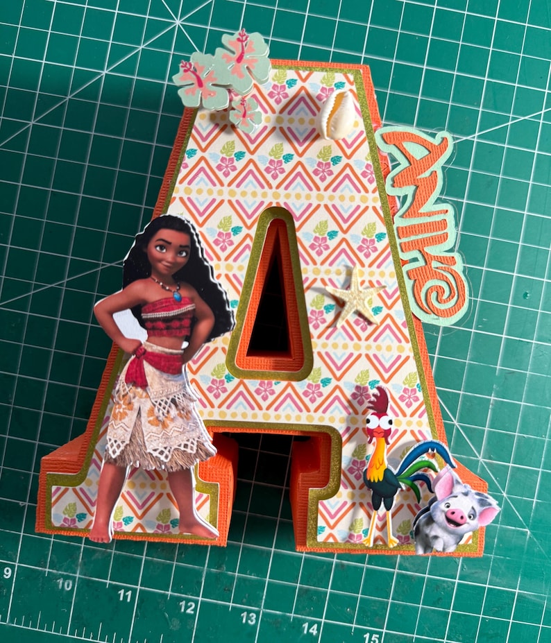 Moana 3D Buchstaben Zeichen: Handgemachtes Party Herzstück Bild 3