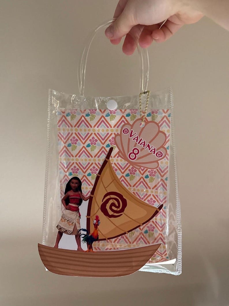 Moana – spersonalizowana przezroczysta torebka na upominki: urodzinowa torebka na słodycze zdjęcie 7