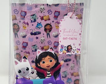 Torebka na upominki na imprezę „Domek dla lalek” Gabby: Spersonalizowana przezroczysta torebka na cukierki