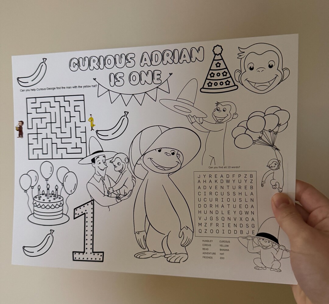 Curious George Activity Sheet for Kids - Etsy