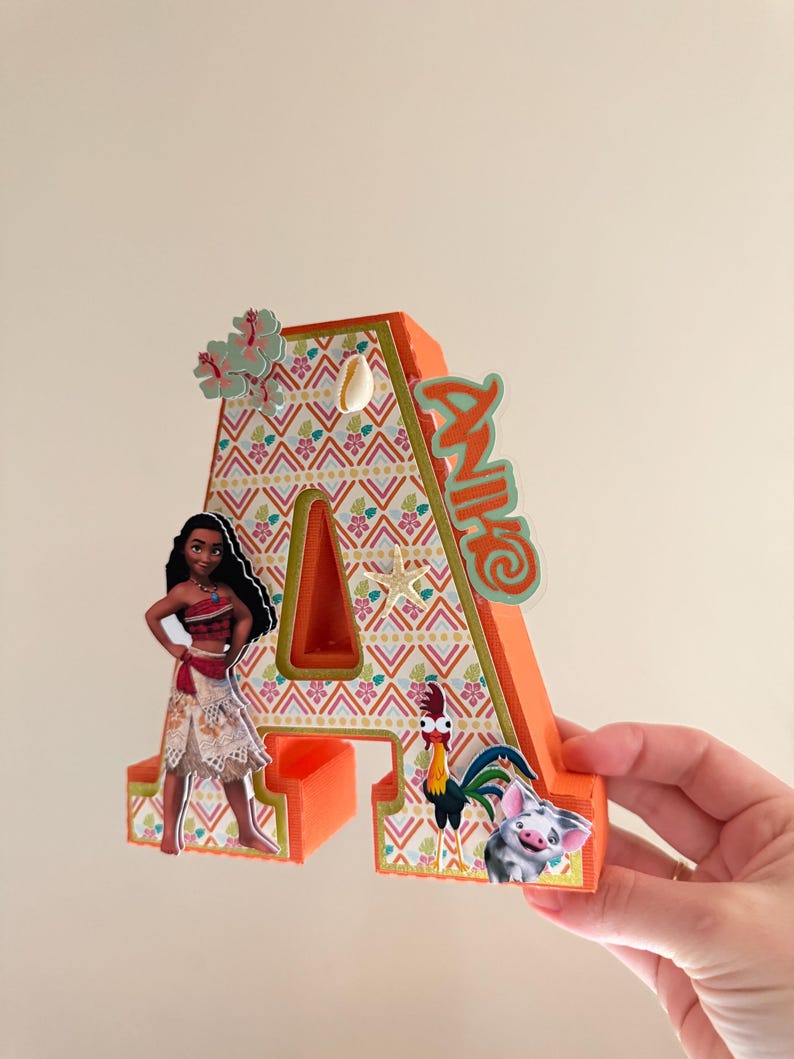 Moana 3D Buchstaben Zeichen: Handgemachtes Party Herzstück Bild 5