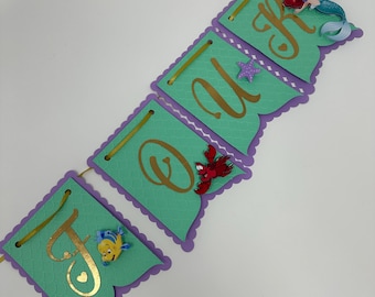 Bannière d'anniversaire Petite sirène : décorations de fête Ariel