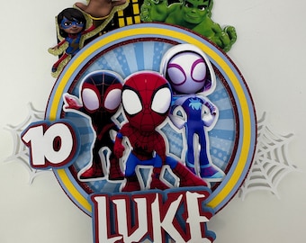 Spidey and Friends Cake Topper, Custom Birthday Party Decor