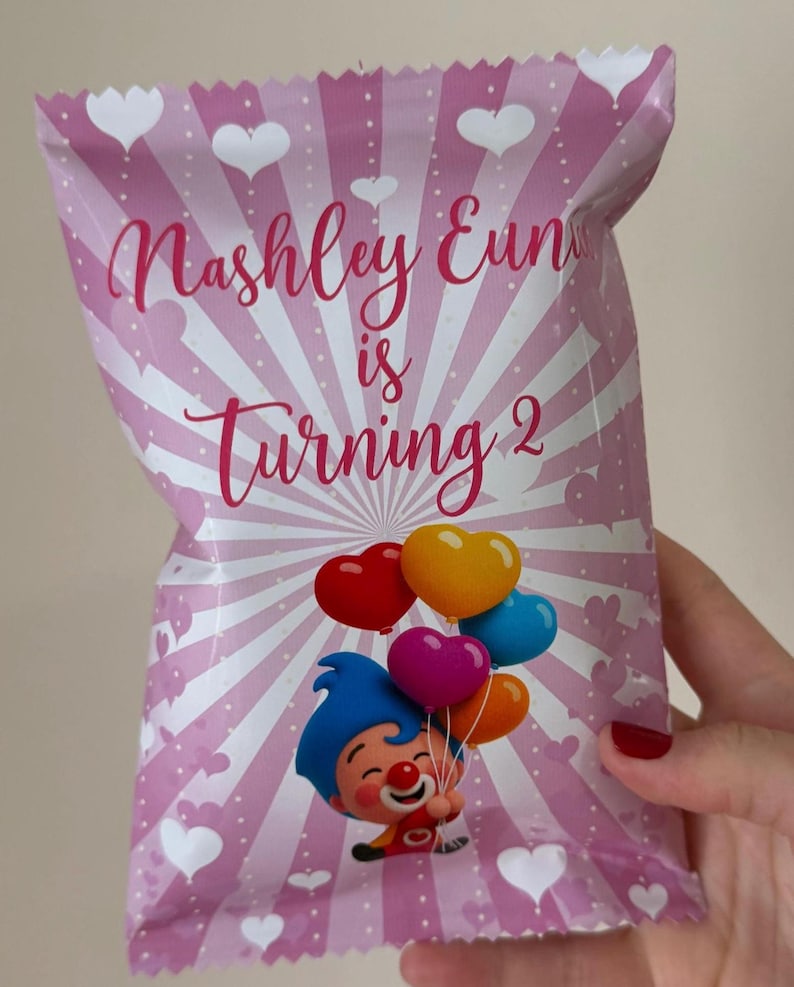 Plim Plim Birthday Chip Bags – Personalized Party Snack Favors image 1